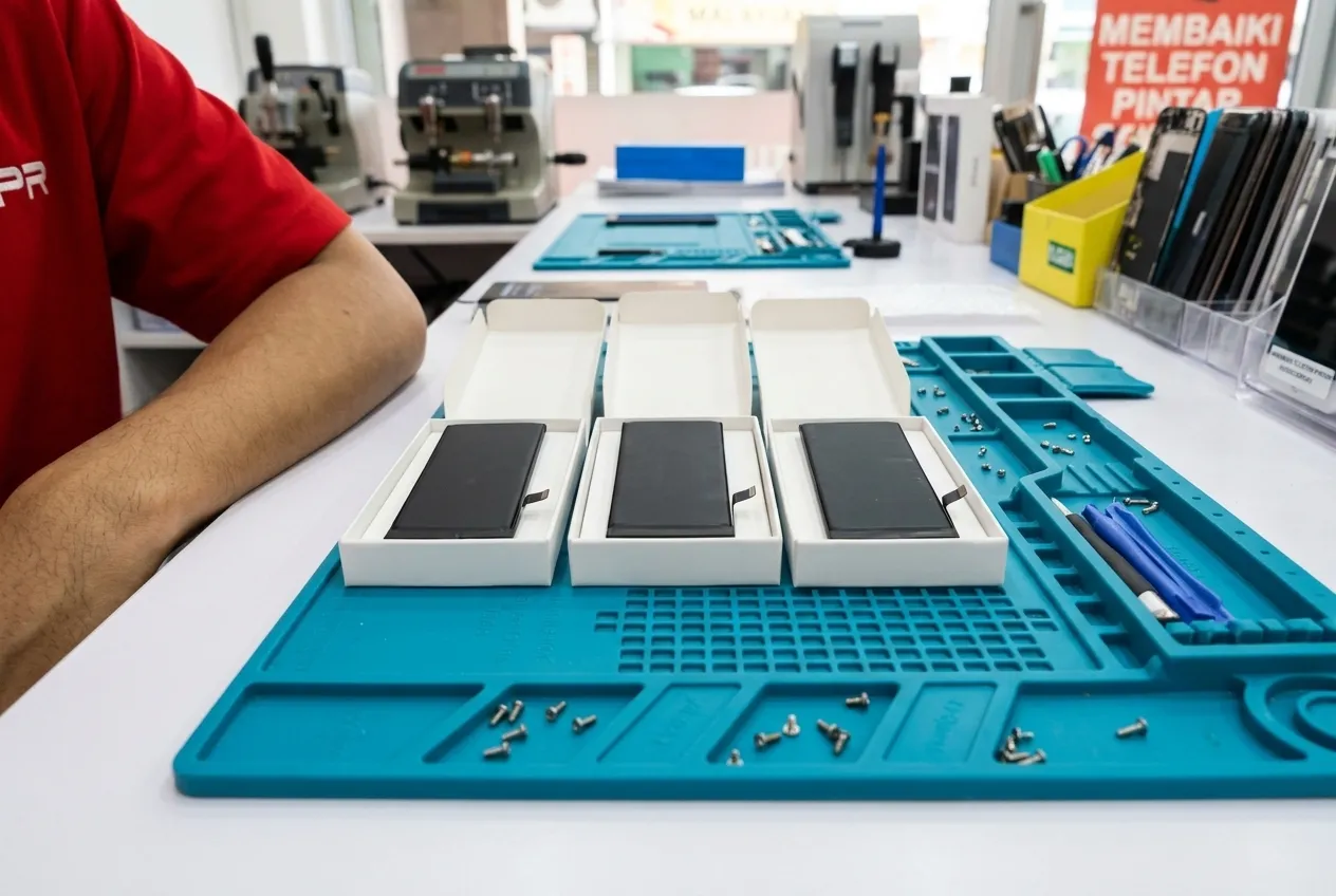Standard, Premium and Genuine grade iPhone batteries side by side